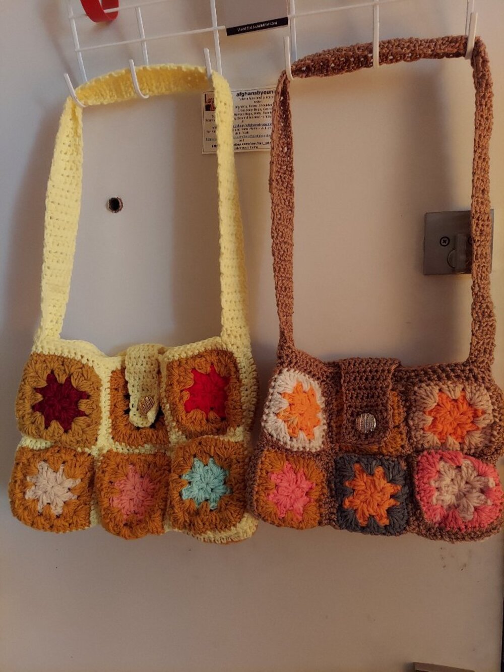 Tan Treat Purse ( 11 ins wide, 8 ins. deep), & Lemon Tart Purse (14 wide 9 deep)